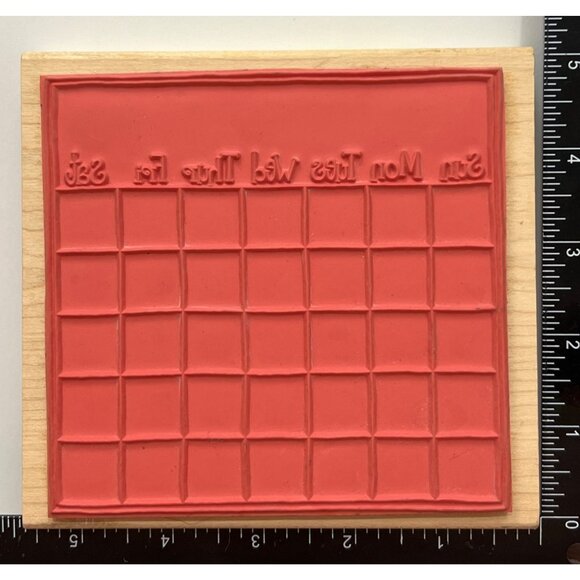 HTF Close to my heart V211 Calendar Wood Mounted Rubber Stamp block background - Picture 2 of 4